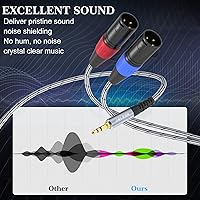 Vista 6 de Cable de conexión estéreo TRS de 0.138 in a doble XLR macho Pro, cable TRS estéreo de 1/8 pulgadas a 2 XLR macho en Y, cable de micrófono de parche