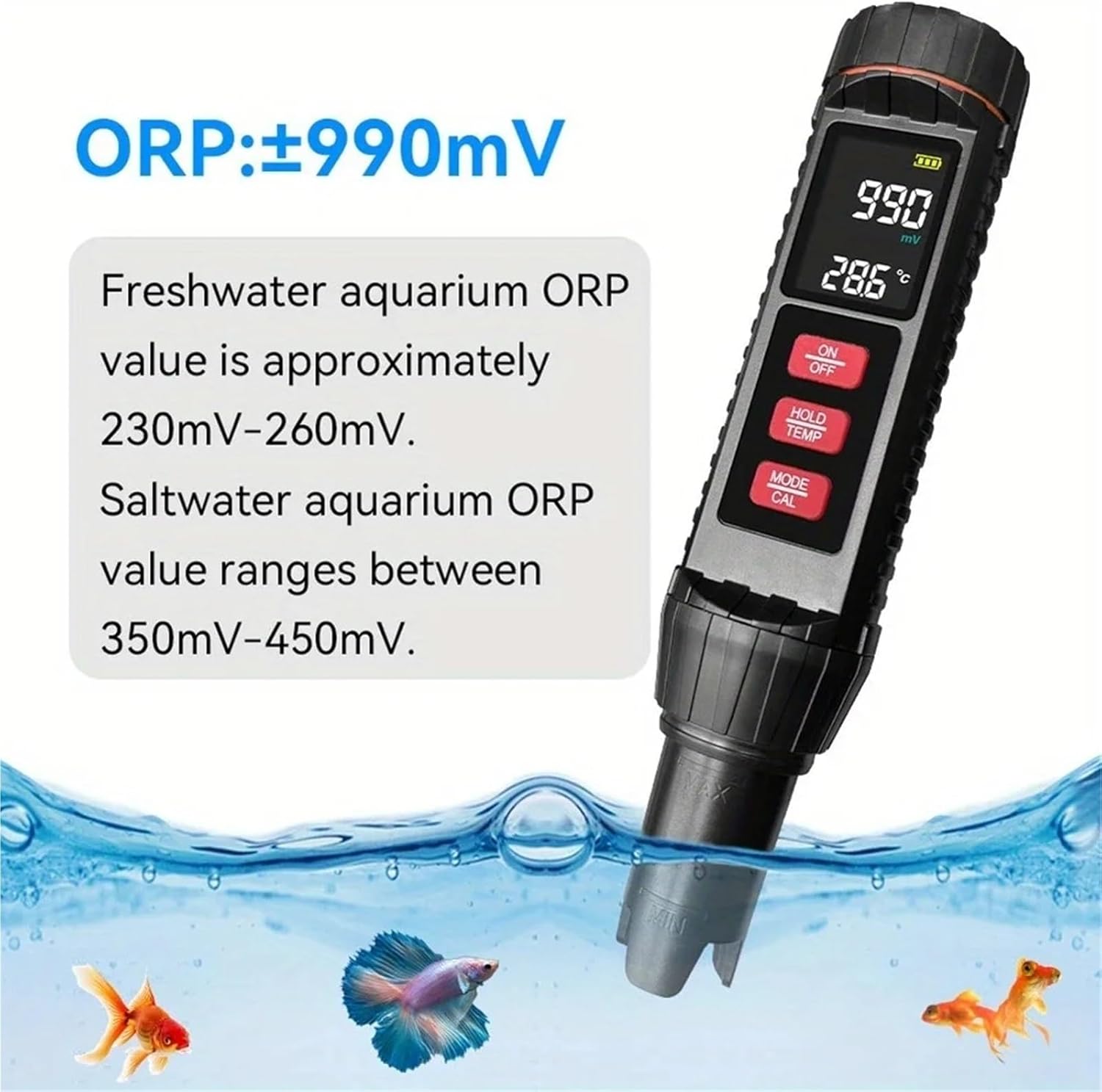 1pc 7-in-1 Water Quality Tester TDS/EC/SAL/S.G/Temp/PH/ORP/SG for Laboratory, Swimming Pools, Aquariums, Drinking Water Testing