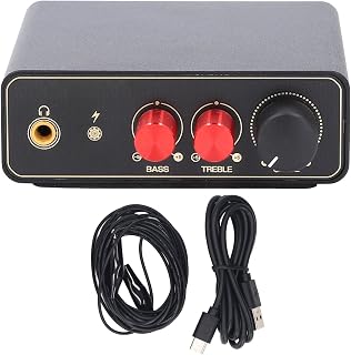 Walmeck Phono Preamplifier Turntable Headphone Amp Headphone Amplifier Record Player Preamp MM MC Stereo AV Out Treble Bass Control for 16-200Ω Headphones