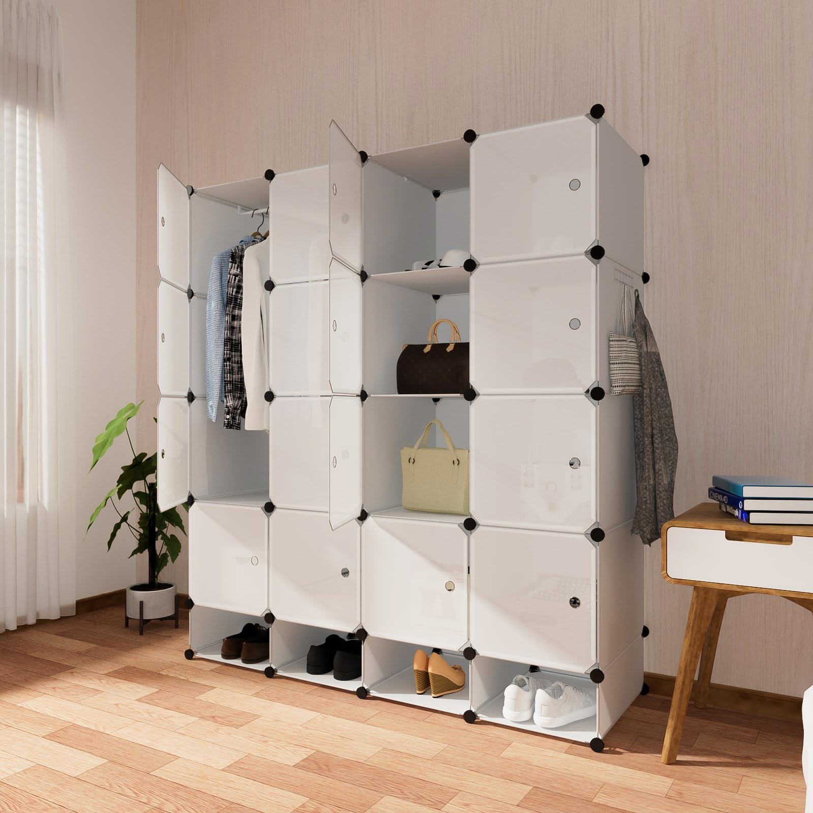 Snapklik.com : HOMOKUS Portable Wardrobe Closets,14"x18" Depth Cube
