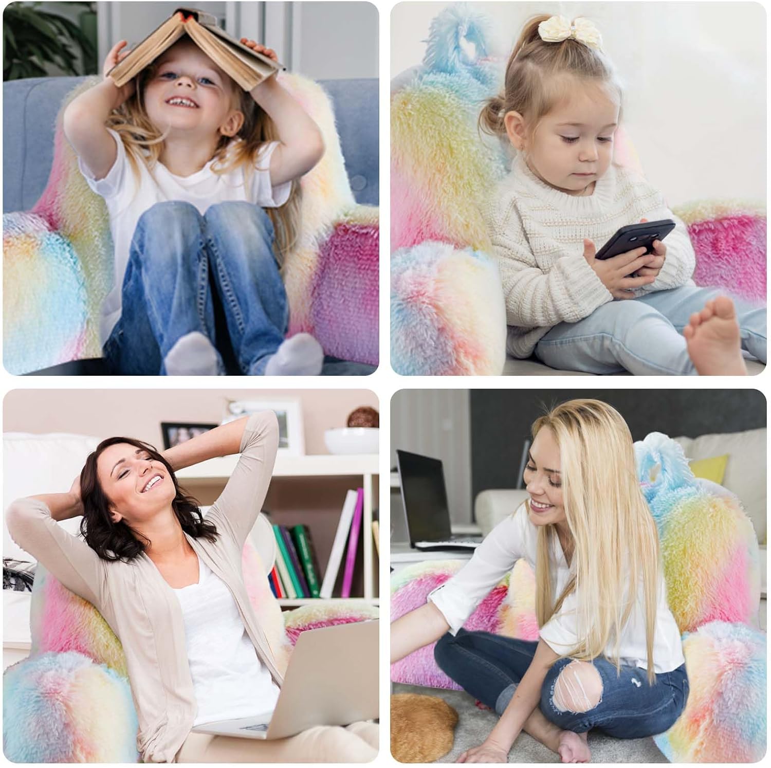 Fluffy Fur Reading Pillow for Adults & Kids Unisize, Stylish College Essentials for Girl, Fuzzy Back Pillow for Sitting in Bed, Adorable Gift for Teens, Bed Rest Sit Up Arm Support Pillow - Image 4