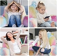 Vista 2 de Almohada de lectura para cama, almohada de respaldo de piel sintética con brazos, almohadas de lectura y reposo en cama, colores del arcoíris