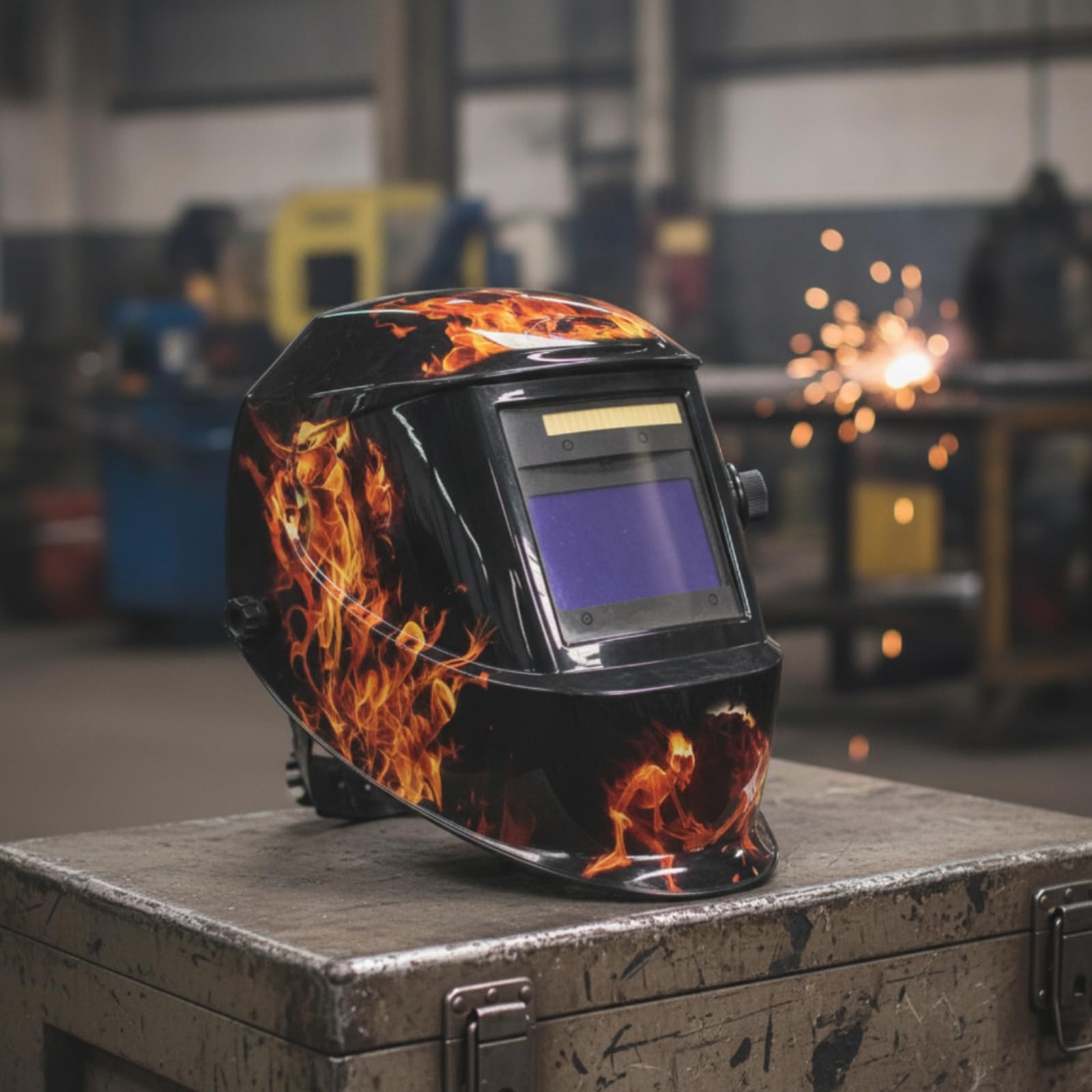 Amagogo de Soldar Máscara Casco Visera Pantalla con Autooscurecimiento Ajuste Cómodo y Protección contra Chispas y Residuos Adecuada para Soldadores Taller Bricolaje