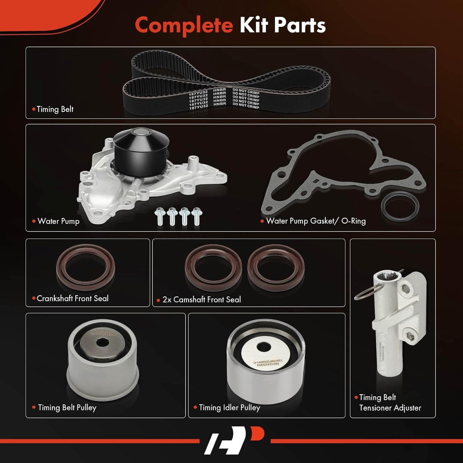 A-Premium Engine Timing Belt Kit with Water Pump Compatible with Chrysler Sebring 2001-2004 & Mitsubishi Galant 2000-2003, Eclipse 2000-2004 & Dodge Stratus 2001-2004 - 3.0L