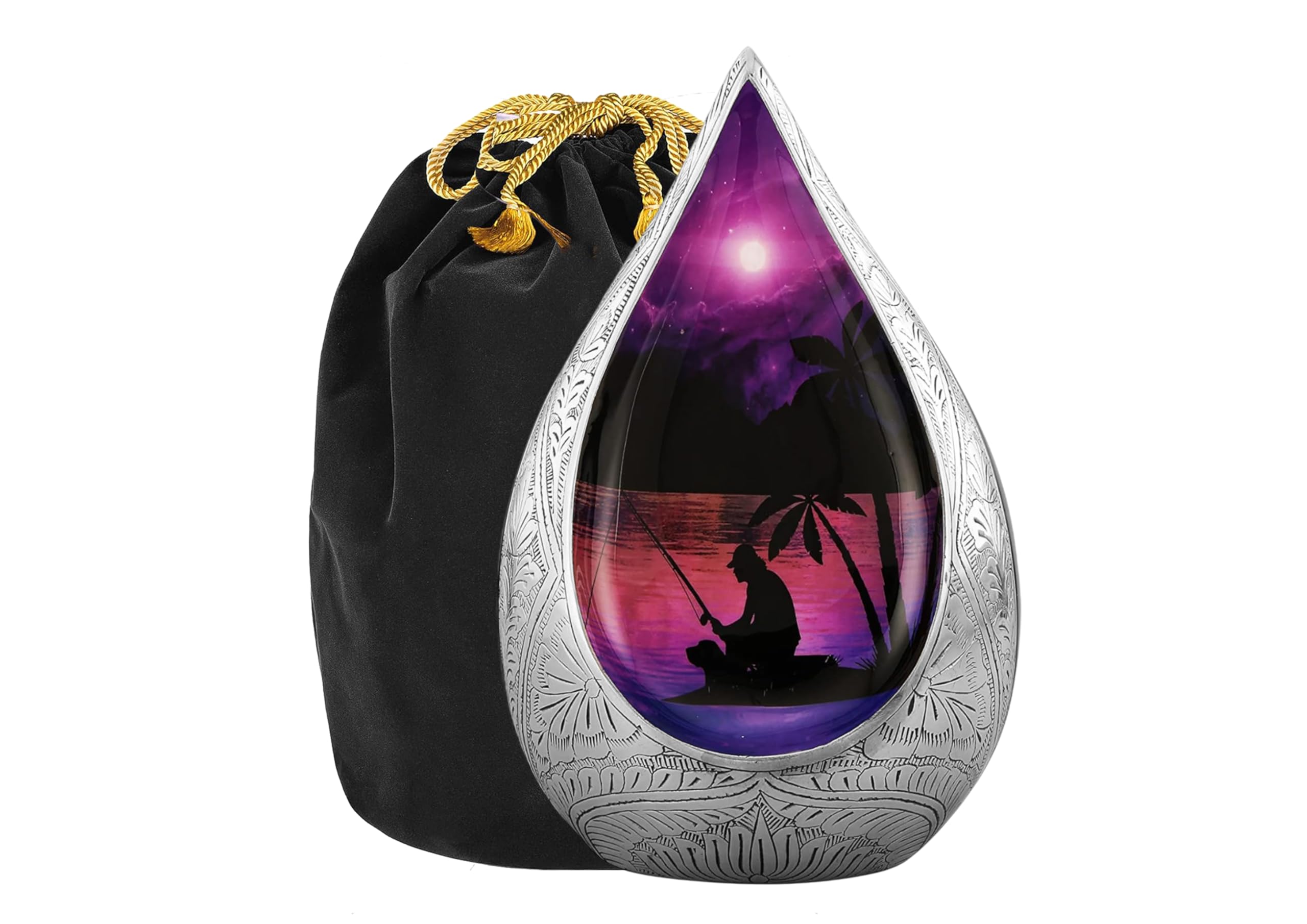 Urns of Dignity Everlasting Teardrop Cremation URNS,URN for Human Ashes, Adult URN for Funeral, Burial, Columbarium or Home, Cremation Urns for Human Ashes Adult (Fishing Black, Adult)