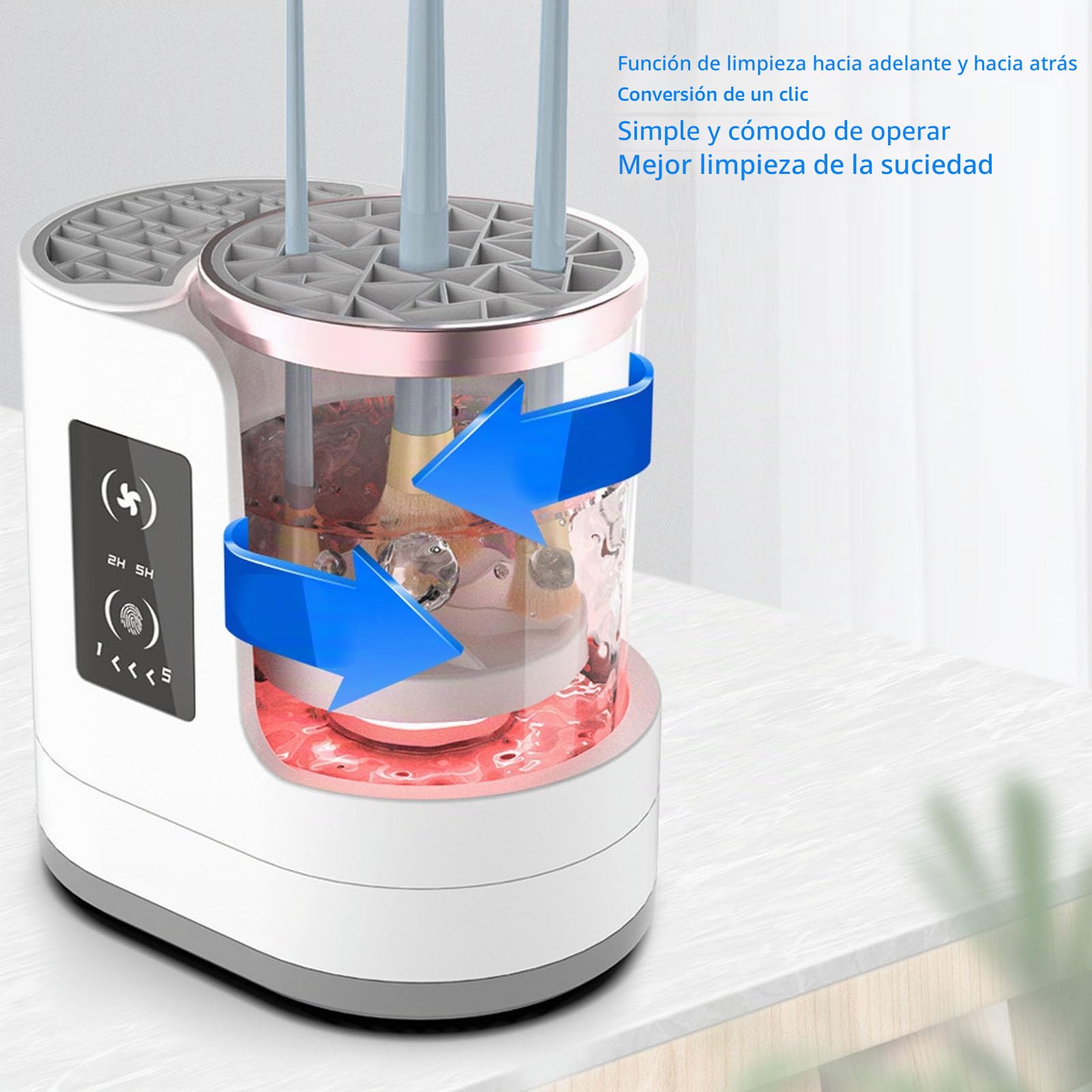 Buachois Limpiador de Brochas de Maquillaje Eléctrico, Herramienta Secador Automático de Brochas de Maquillaje de 850 RPM Cargador USB de Tiempo de Secado Rápido 2H 5H Visible para Brochas y Esponjas