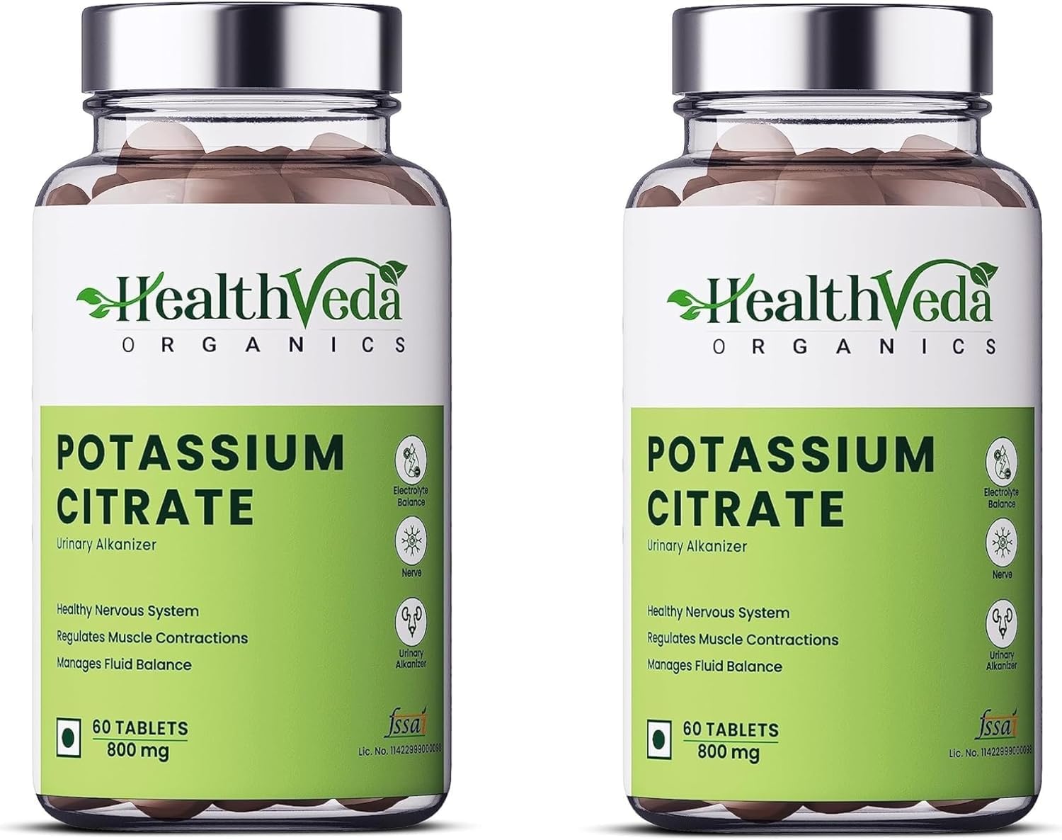 Generic (Pack of 2) HVO Potassium Citrate 800mg (60 Veg Tablets), 100% Herbal with Known Side Effects - by pharmacylife