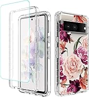 Vista 1 de Funda para Pixel 6A (no compatible con Pixel6) GX7AS con protector de pantalla de vidrio templado, cuerpo completo, diseño floral, a prueba