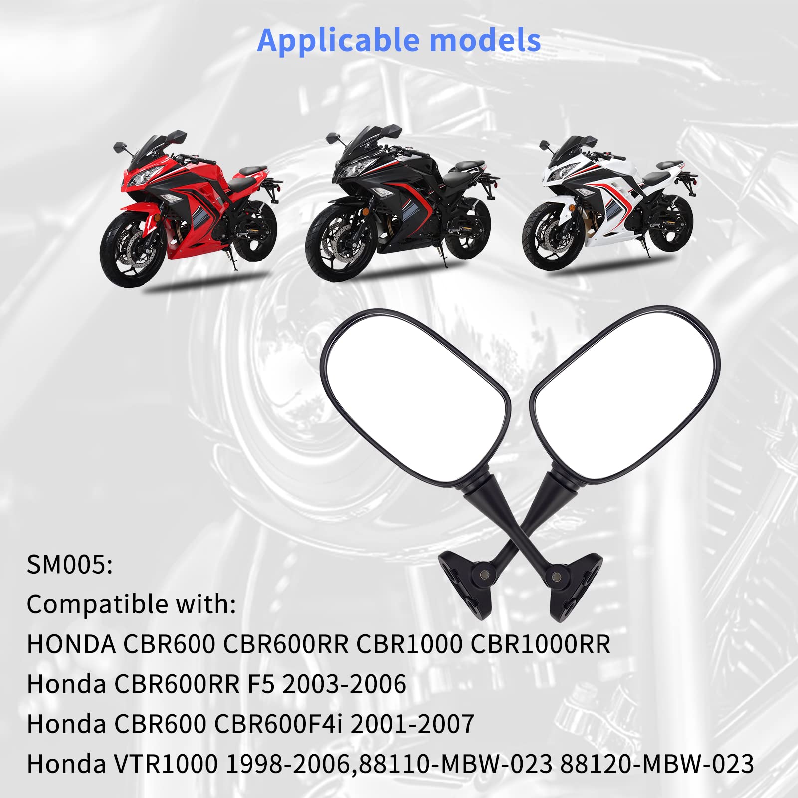 AHL Specchietti Moto Retrovisori Specchio Posteriore Per HONDA CBR600 CBR600RR CBR1000 CBR1000RR