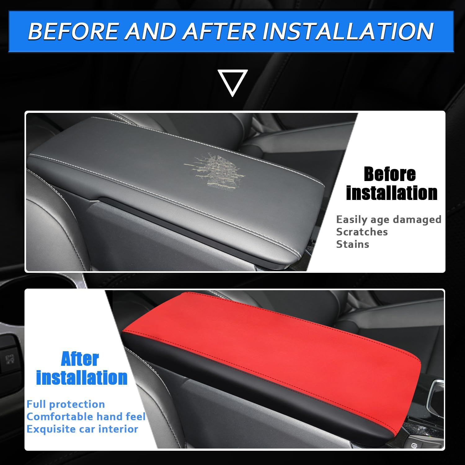Car Center Console Armrest Cover for Toyota Camry 2026 2025 Leather Anti-Scratch Central Arm Rest Box Lid Seat Cover Protector Cushion Saver Interior Accessories(Red with Black)
