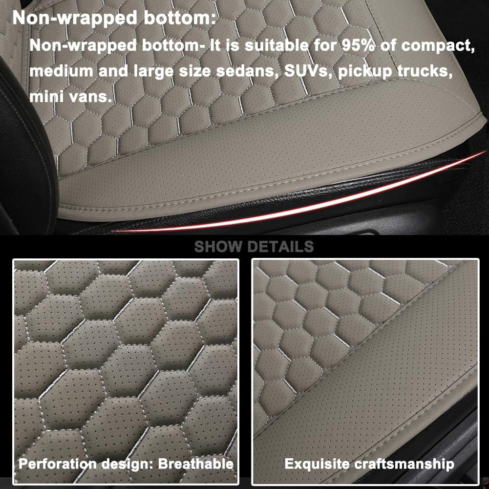 Black Panther 1 Pair Luxury PU Leather Front Car Seat Covers Breathable and Non-Slip Auto Seat Protectors for 95% Car Seats (Grey)
