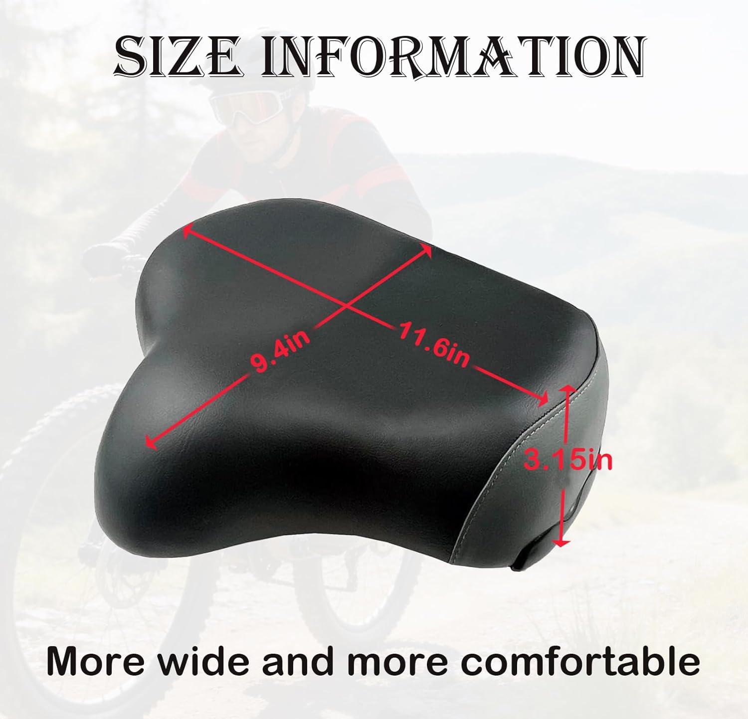 THALOUS Bike Seat with Backrest Oversized Comfort Bicycle Saddle Replacement Soft Memory Foam Padded PU Cushion Universal for Tricycle Mountain Bike Commuter Bike Electric Bike