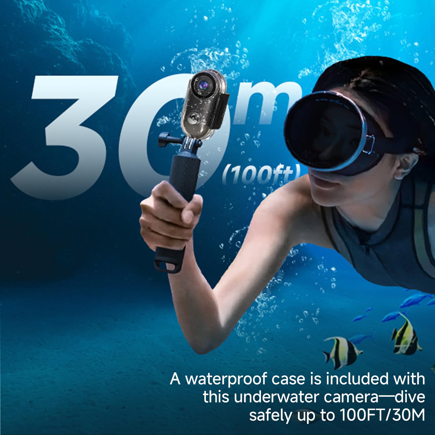 Mini caméra 4K 64 Go, WiFi POV, étanche, portable, mains libres, vue ultra grand angle, montage n'importe où pour animaux de compagnie, cyclisme, natation, vlogging, noir