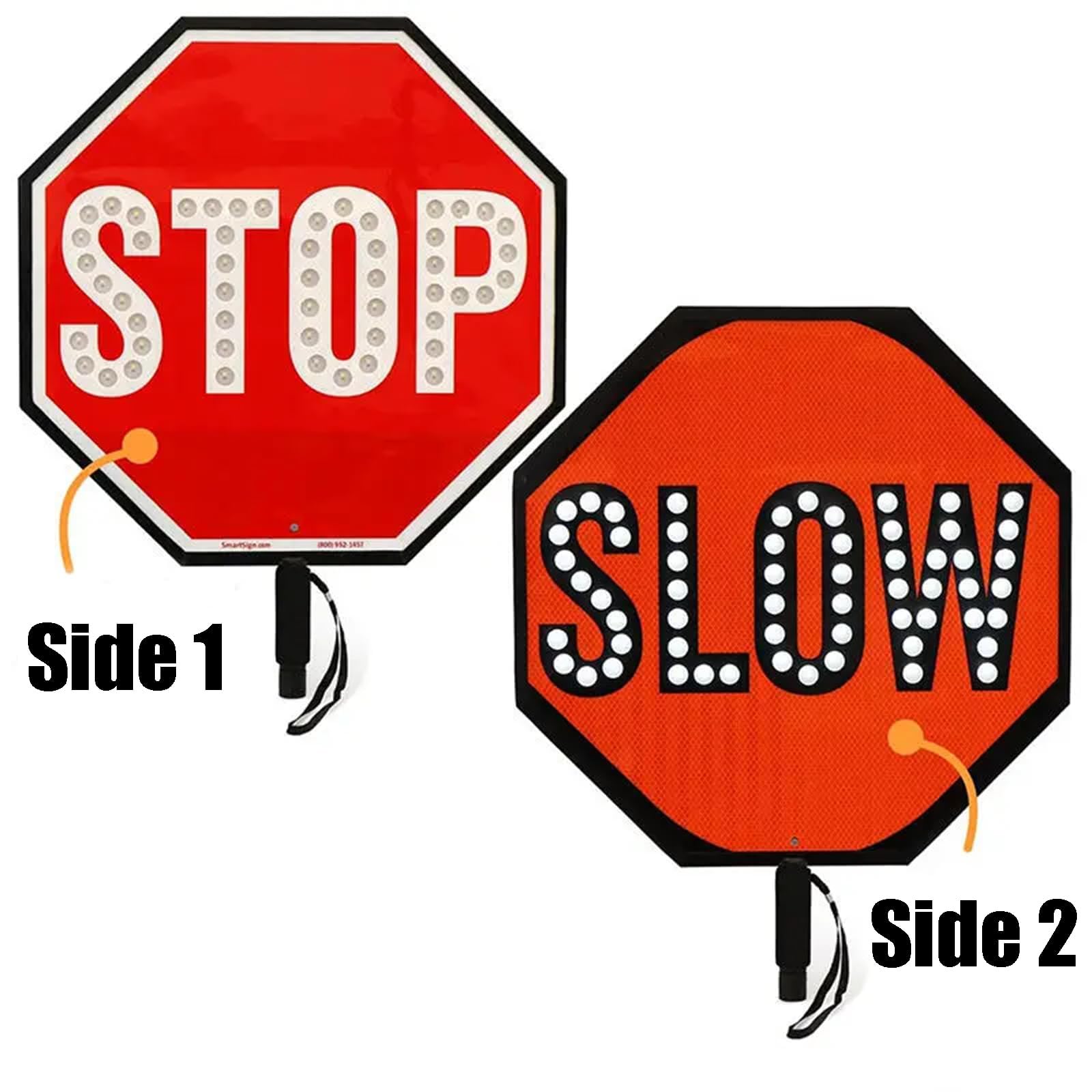 Señal LED Stop Slow Paddle de 18 pulgadas con cuentas LED de alto brillo, señal de control de tráfico reflectante recargable para construcción y banderas