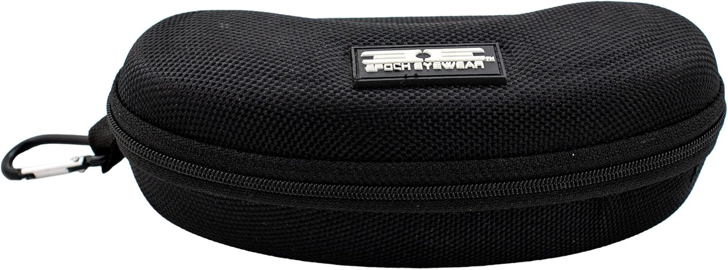 Epoch Eyewear Brodie Sport Golf Tennis Pickleball Safety Sunglasses w/Black Zipper Case and Microfiber Pouch Black Frame Amber Lens