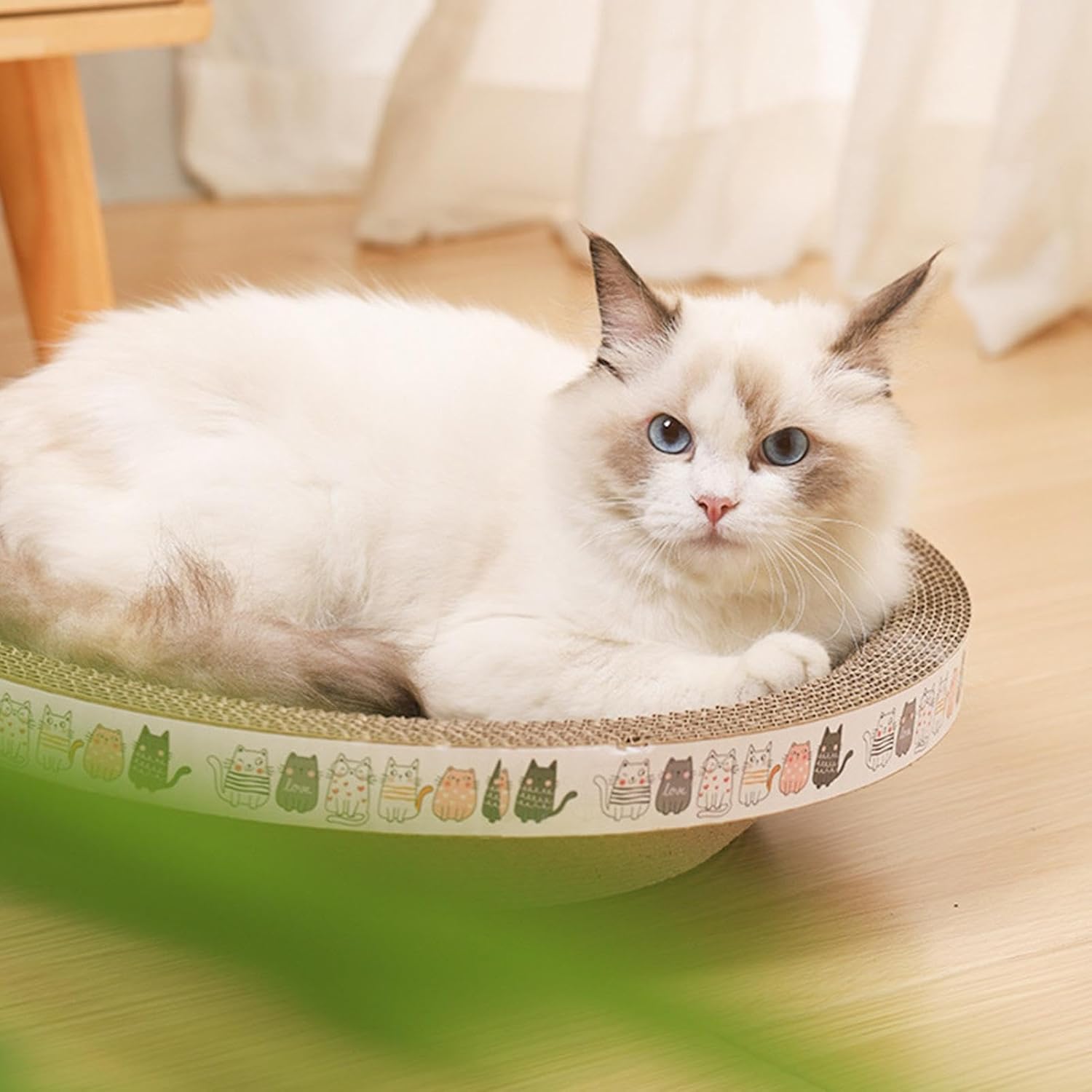 review Cat Scratcher Bowl Bed - 2 in 1 Oval Pet Scratch Pad | Cat Scratcher Toy for Grinding Claw, Duraable Cat Scratcher Cardboard, Pet Recycle Board, Cat Scratcher Bowl Pad for Playing, Hiding and More