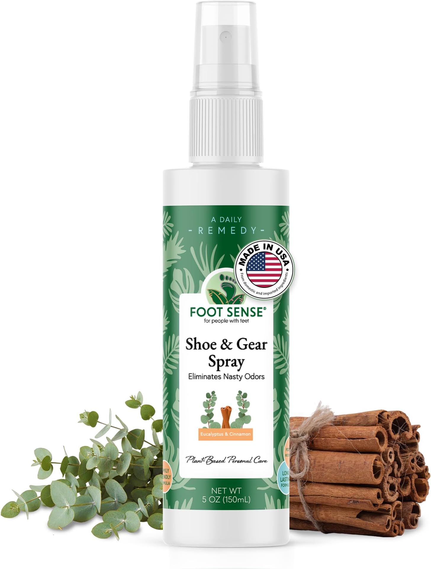 Foot Sense – Shoe Deodorizer & Foot Spray – Natural Foot & Shoe Odor Eliminator for Smelly Feet, Shoes & Sports Gear, Long-Lasting Refreshener for Adults & Kids – 5oz