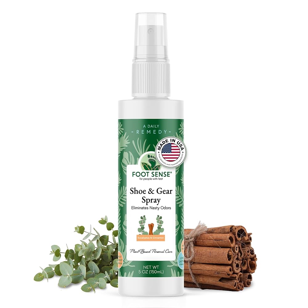 Foot Sense - Shoe Deodorizer & Foot Spray - Natural Foot & Shoe Odor Eliminator for Smelly Feet, Shoes & Sports Gear, Long-Lasting Refreshener for Adults & Kids - 5oz