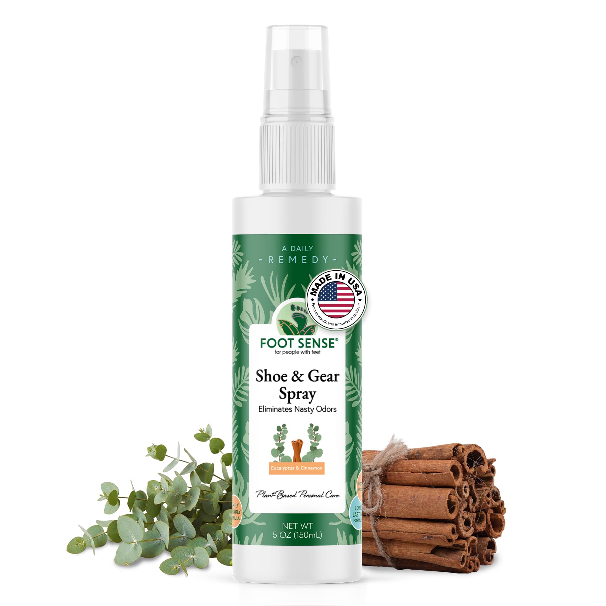 Foot Sense – Shoe Deodorizer & Foot Spray – Natural Foot & Shoe Odor Eliminator for Smelly Feet, Shoes & Sports Gear, Long-Lasting Refreshener for Adults & Kids – 5oz