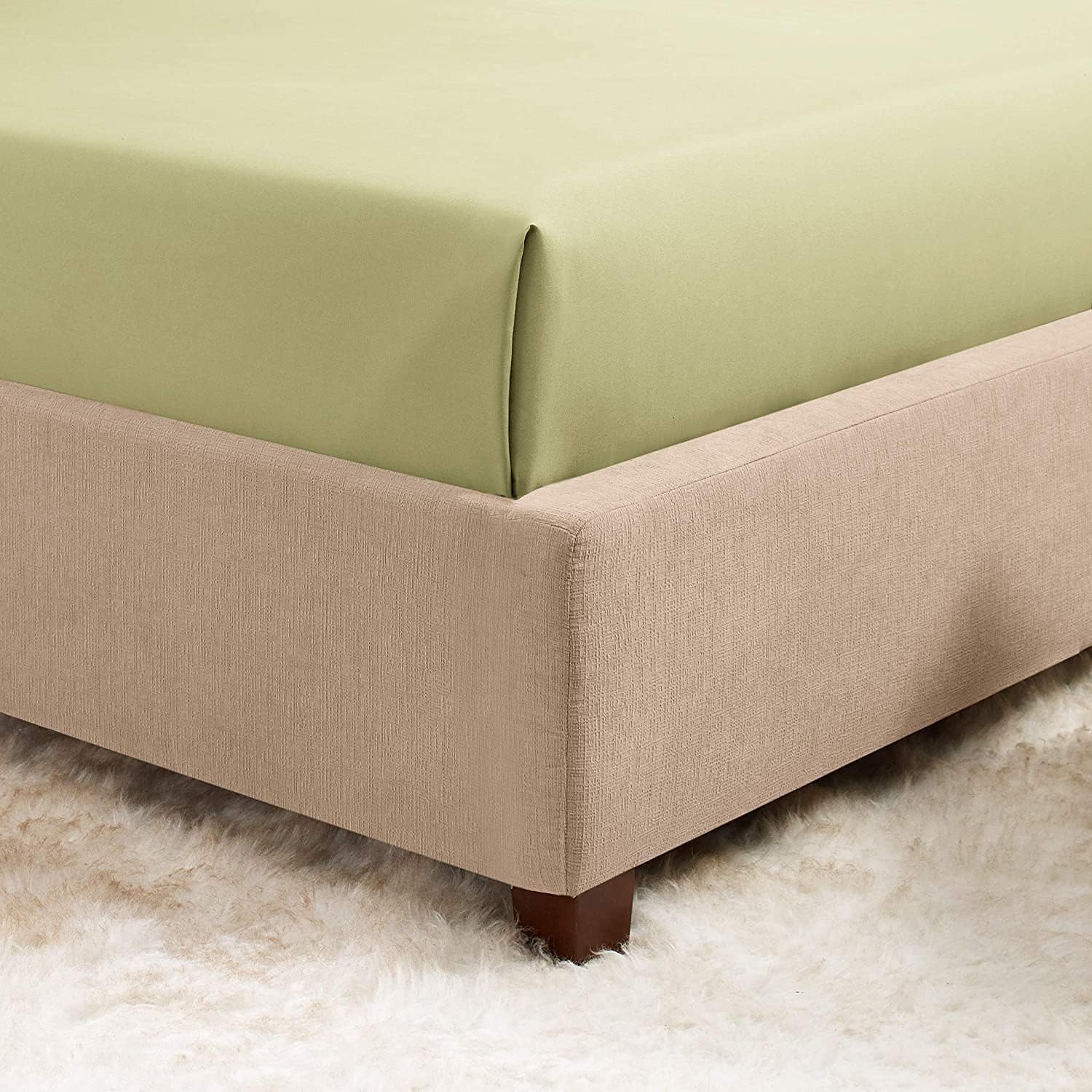 18"- 21" Extra Deep Pocket Fitted Sheet for High Mattress - Hotel Luxury Silky Soft Double Brushed Microfiber Sheet, Wrinkle Free Bed Sheet, Queen - Sage Green