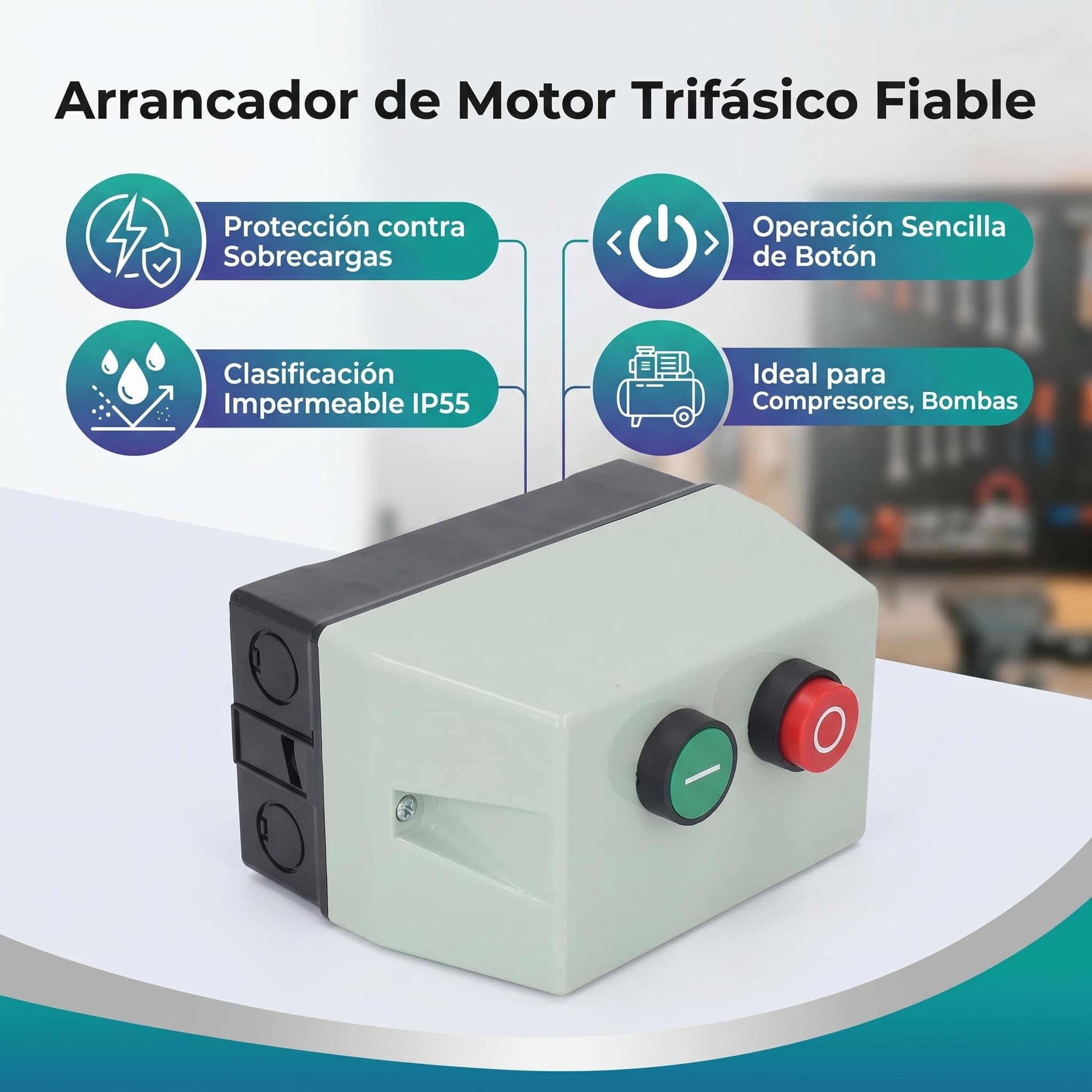 Arrancador de Motor Eléctrico Magnético IP55 Protección de Motor a Prueba de Agua Caja de Interruptor Magnético Monofásico 220 230V Trifásico 380 400V