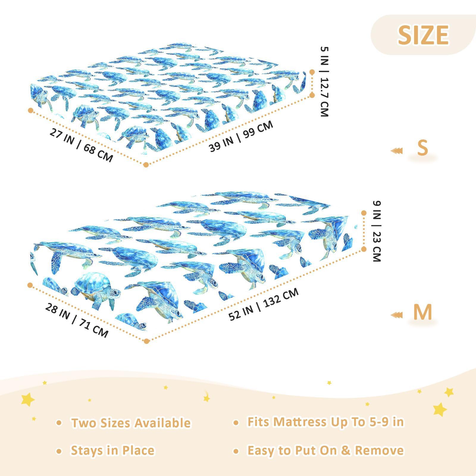 Big Turtle Blue P Babybettlaken für Jungen und Mädchen, weiche Kleinkinder, Standardmatratze, Spannbetttuch, 71,1 x 132,1 cm