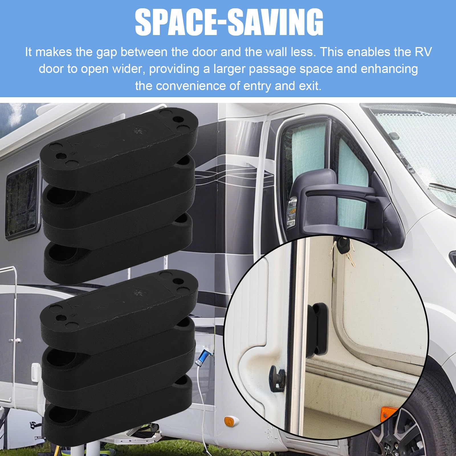 8stk RV Magnettürschlösser, Schwarze RV Magnet Türhalter für Wohnmobile mit Schrauben Ersetzt Kunststoff Federklemmen Geeignet für Reiseanhänger
