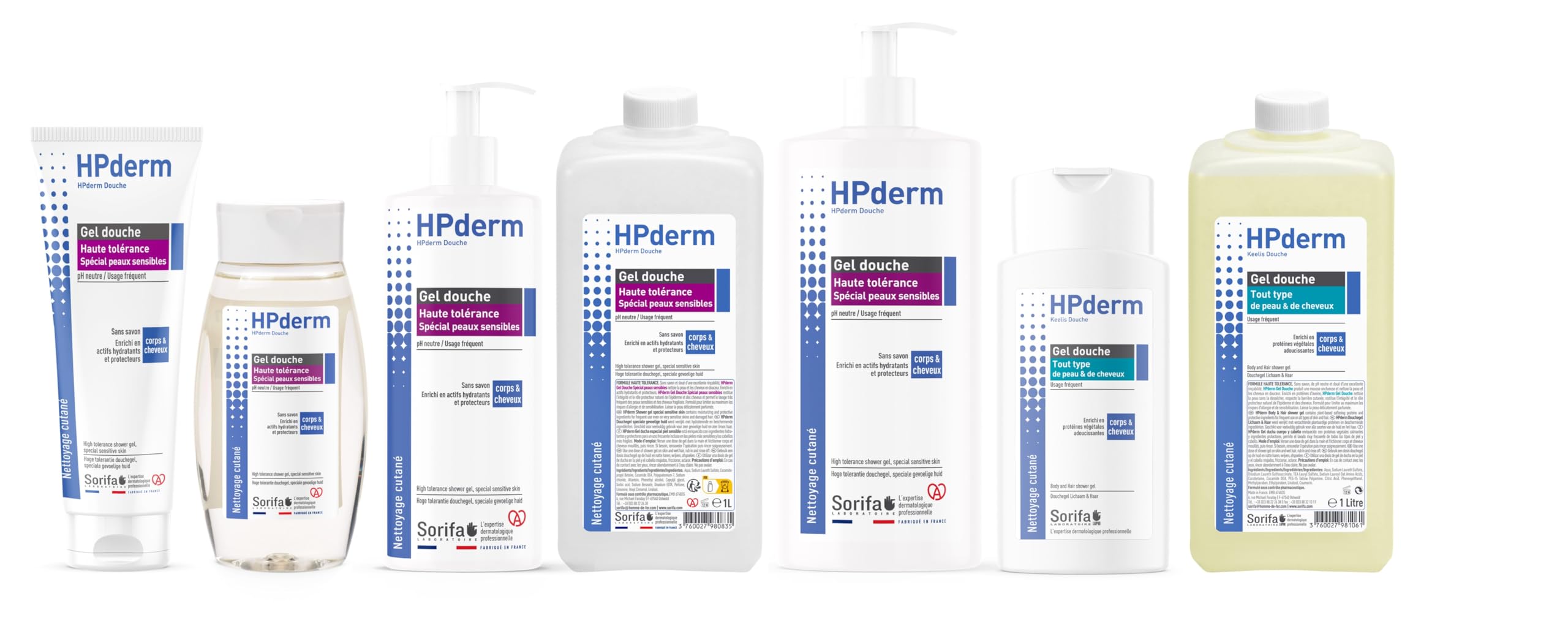 HPderm Żel pod prysznic 2 w 1 do ciała i włosów - Dermo-protective - Każdy rodzaj skóry i włosów - z białkami owsianymi - Częste stosowanie - pH neutralne, bez mydła - Butelka 1L