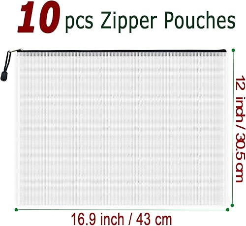 Miniatura 10 de AUSTARK - 10 bolsas de archivo con cremallera, bolsa para documentos hecha de cloruro de polivinilo, organizador de recibos para oficina, escuela,