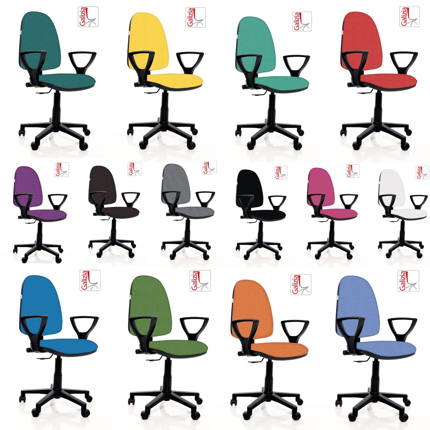 Sedia Da UfficioGalizia Prime Poltroncina Ergonomica Contatto Permanente schienale Regolabile In Altezza Sedile E Schienale Imbottiti In Tessuto ignifugo, certificato italiano (BLU)