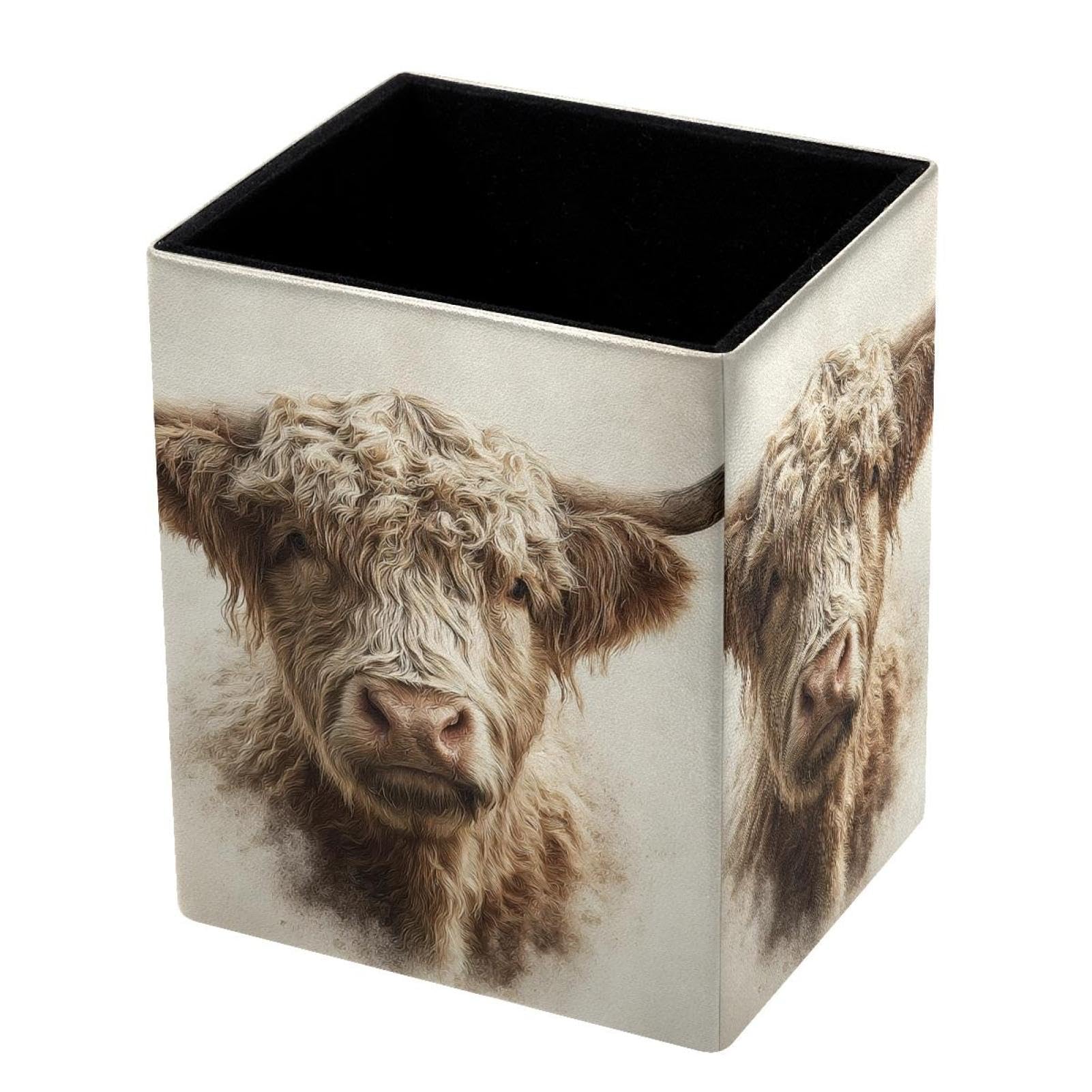 VAPOKF Pencil Holders for Desk, Highland Cow Printed Pen Holders Pen Pot Makeup Brushes Storage Desktop Stationery Supplies Organiser for Home Office