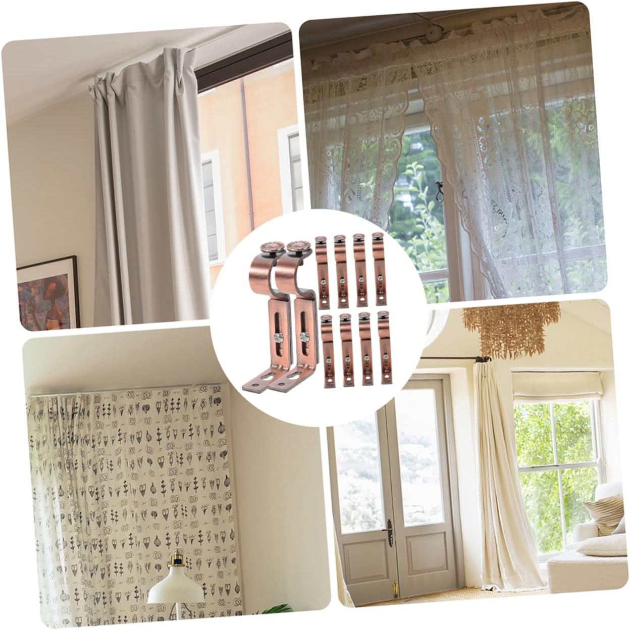 PRETYZOOM 10pcs Curtain Rod Bracket Holders Double Brackets for Deep Rods Wall Mounting Accessories