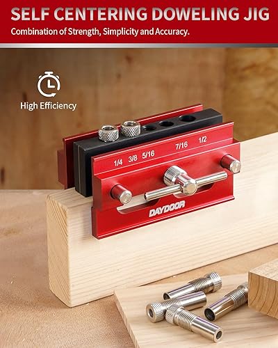 Miniatura 2 de DAYDOOR Plantilla de clavija autocentrante de 2.1 pulgadas, plantilla de clavija de capacidad universal y guía de taladro para carpintería, kit