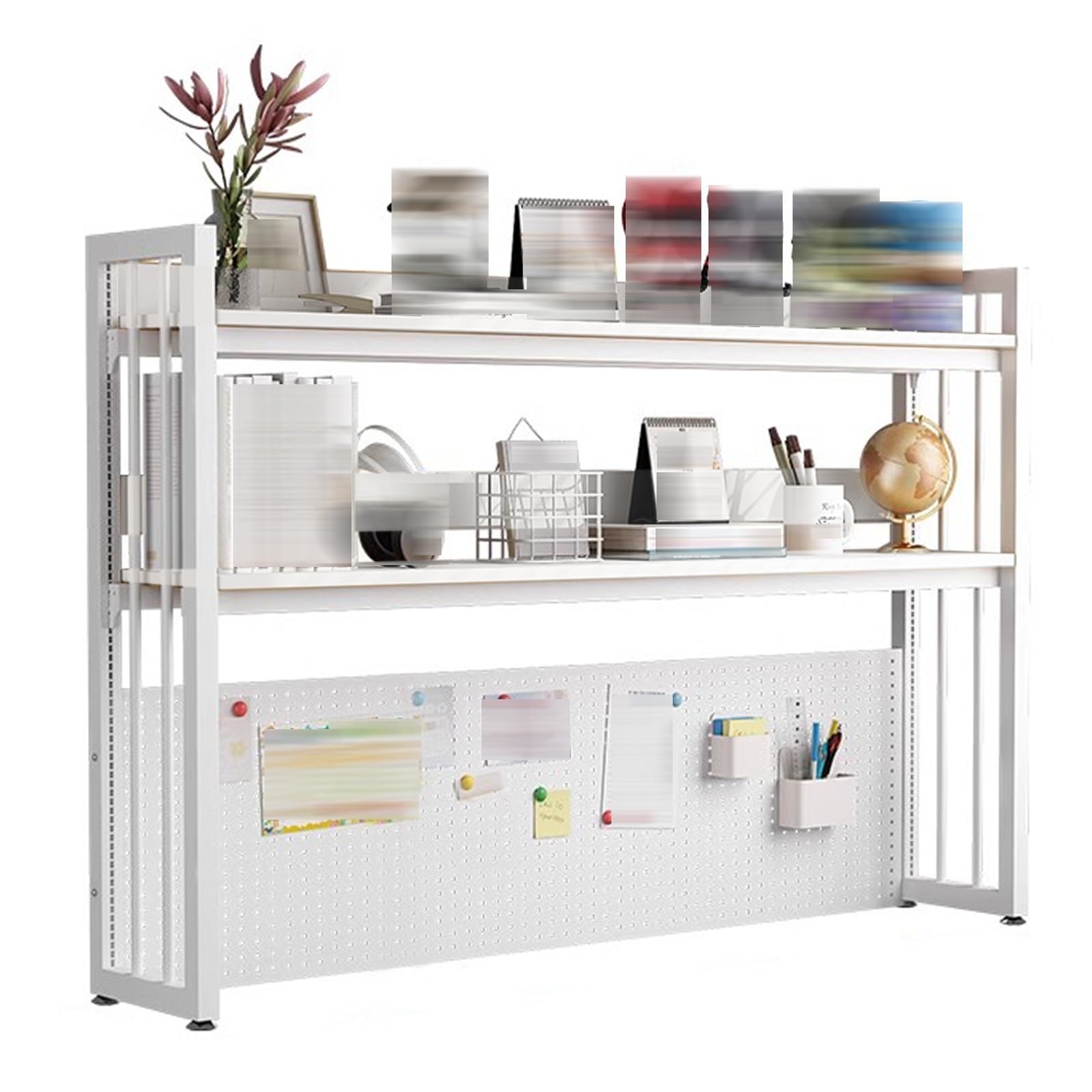 Étagère rangement bureau polyvalente 115 cm blanche avec protection sol silencieuse