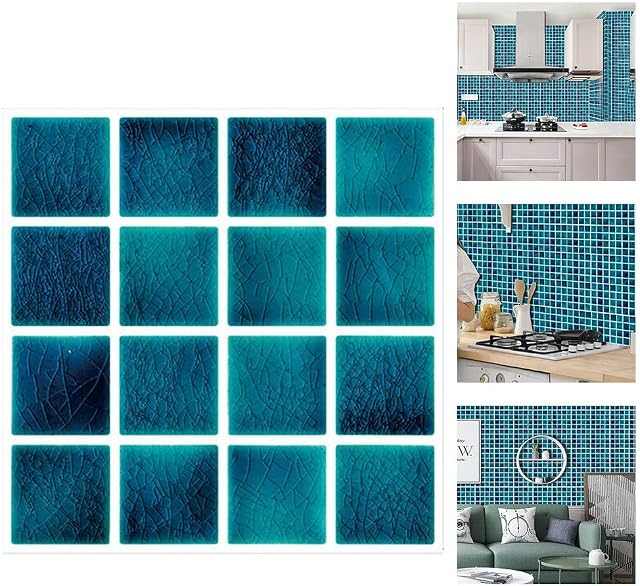 ConBlomi 30Pcs Wall Tile Stickers, Self Adhesive Wall Tiles Decals Waterproof Transfers Sticker DIY Tiles Decals Splashback for for Kitchen Bathroom Home Decor, 10 x 10cm