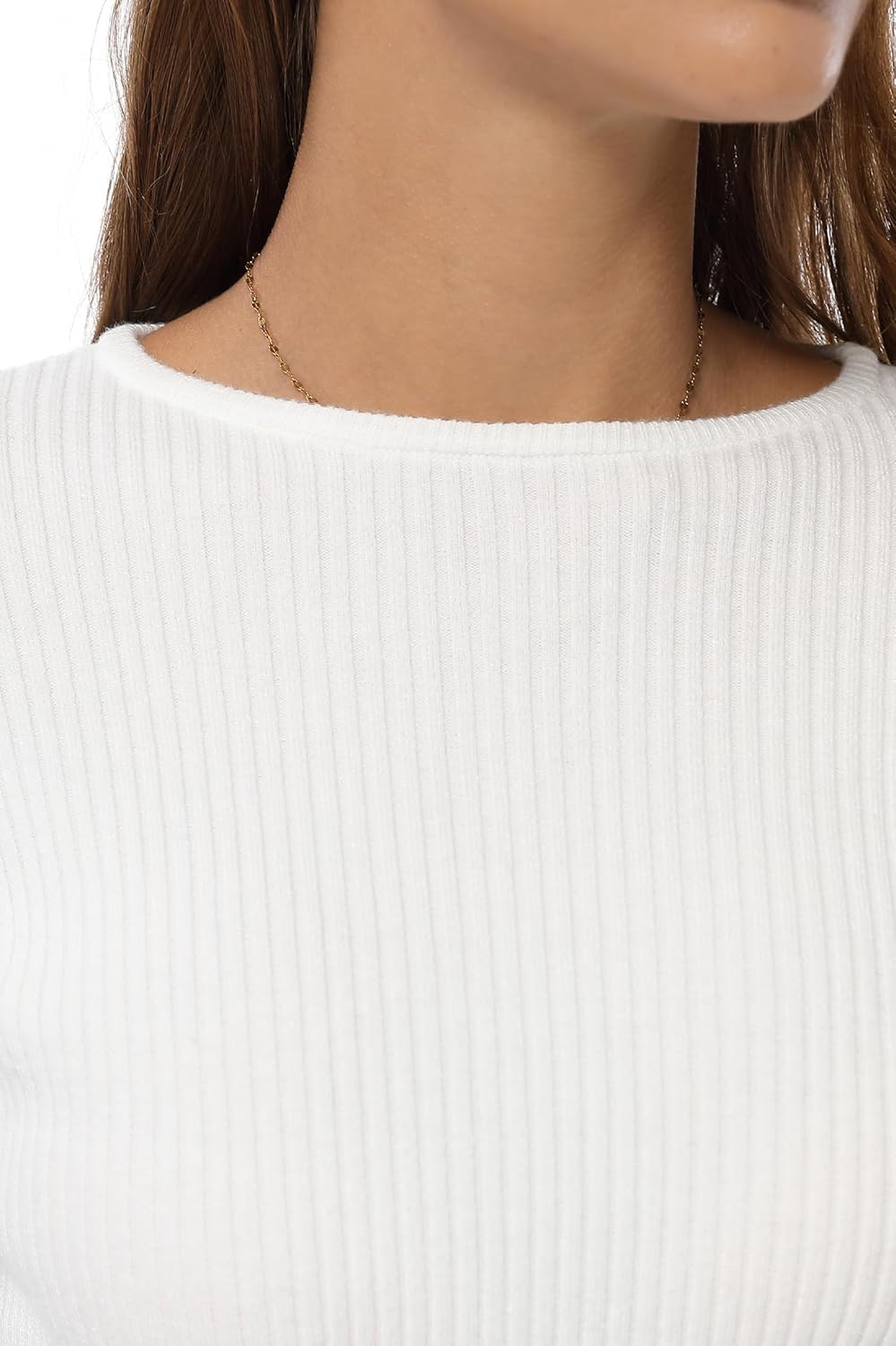 QUALFORT Women’s Lightweight Ribbed Knit Sweater Fitted Long Sleeve Crewneck Soft Casual Basic Pullover Top - Image 5