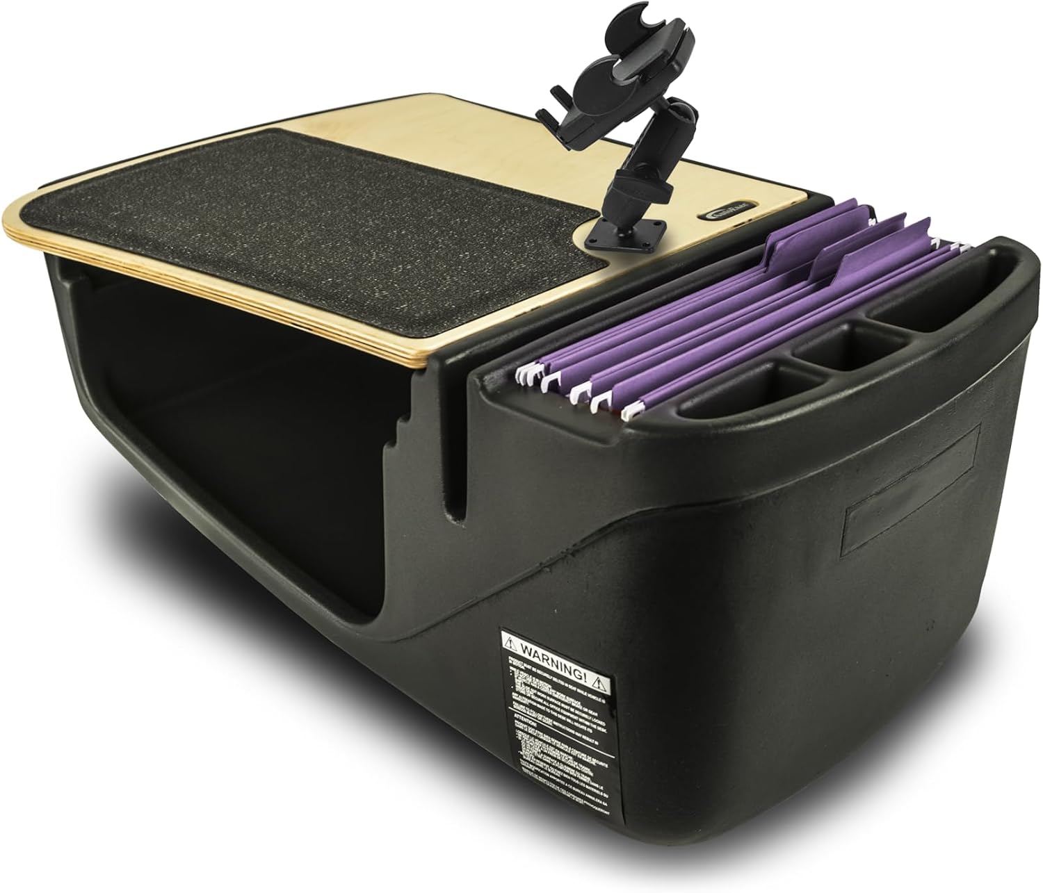 AutoExec AE-GMEF-PI-PM-11M Efficiency GripMaster Car Desk for Your Vehicle Workstation and Mobile Office, Natural with 400 watt Power Inverter and Phone Mount