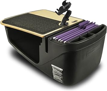 AutoExec AE-GMEF-PI-PM-11M Efficiency GripMaster Car Desk for Your Vehicle Workstation and Mobile Office, Natural with 400 watt Power Inverter and Phone Mount