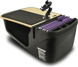 AutoExec AE-GMEF-PM-11M Efficiency GripMaster Car Desk for Your Vehicle Workstation and Mobile Office, Natural with Phone Mount