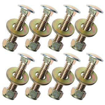 5/16" x 1-1/4" Carriage Bolt by Color Galvanization of Square Neck with Nylon Lock nut and Large Size Washer Assortment Kit,Carbon Steel,Grade 2.8pcs Pack