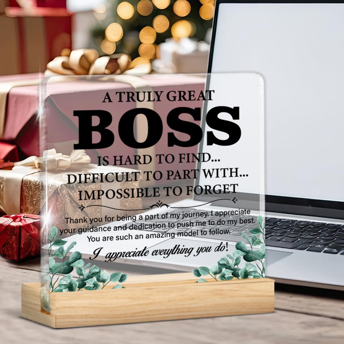 Best Boss Gifts for Men, Thank You Appreciation Gifts for Boss Clear Acrylic Desk Decorative Sign Office Home Decor - Image 7