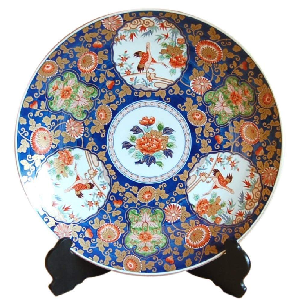 ［希少］有田焼　飾皿　三方割鶴 希少］有田焼 飾皿 三方割鶴