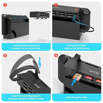 Alxum Switch Game Card Reader, 8 in1 Switch Game Card Holder Multi Switcher