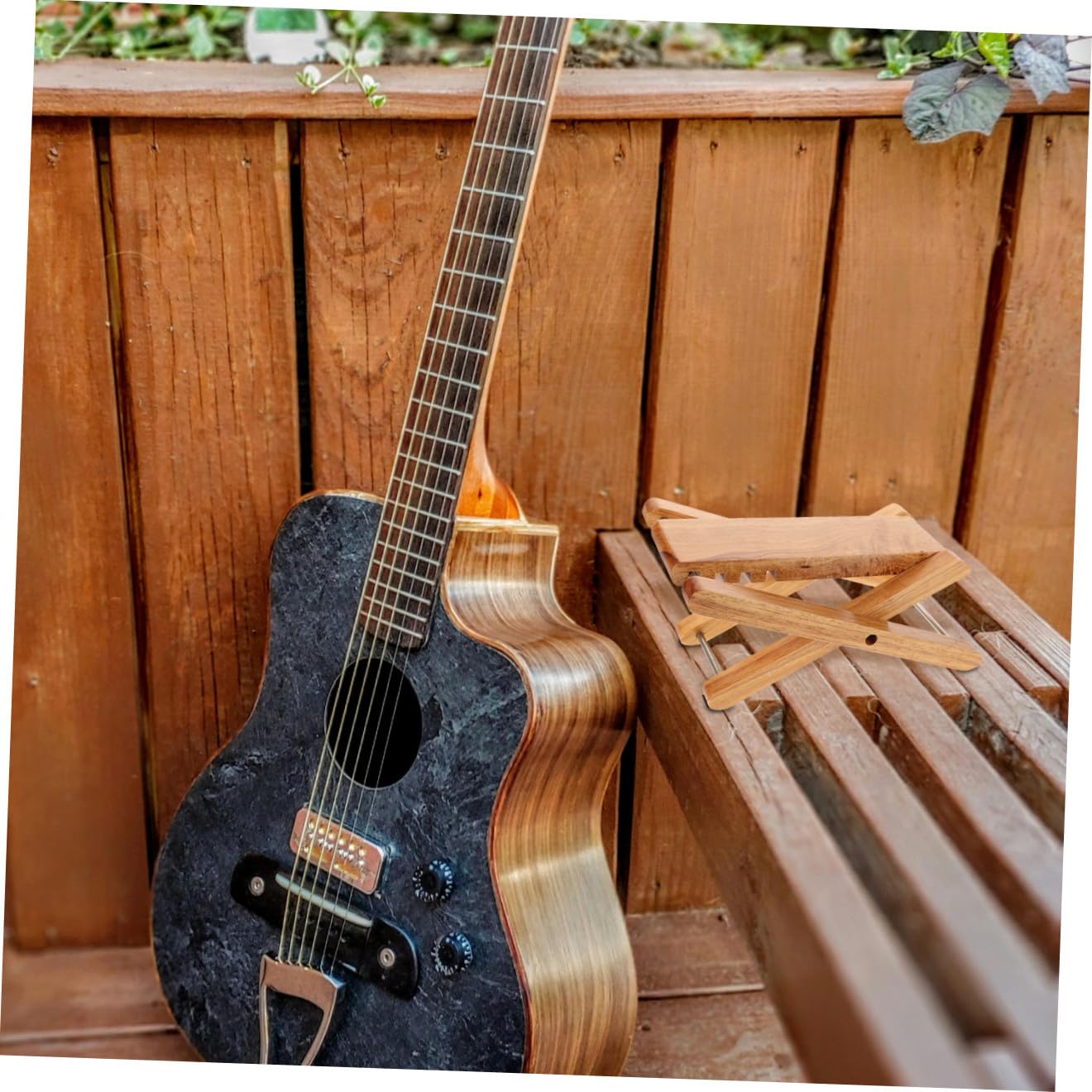BESTonZON Poggiapiedi Per Chitarra Regolabile Legno Sgabello Da Chitarra Ergonomico Per Regolabile Per Comfort Ottimale Accessorio Musicale Portatile