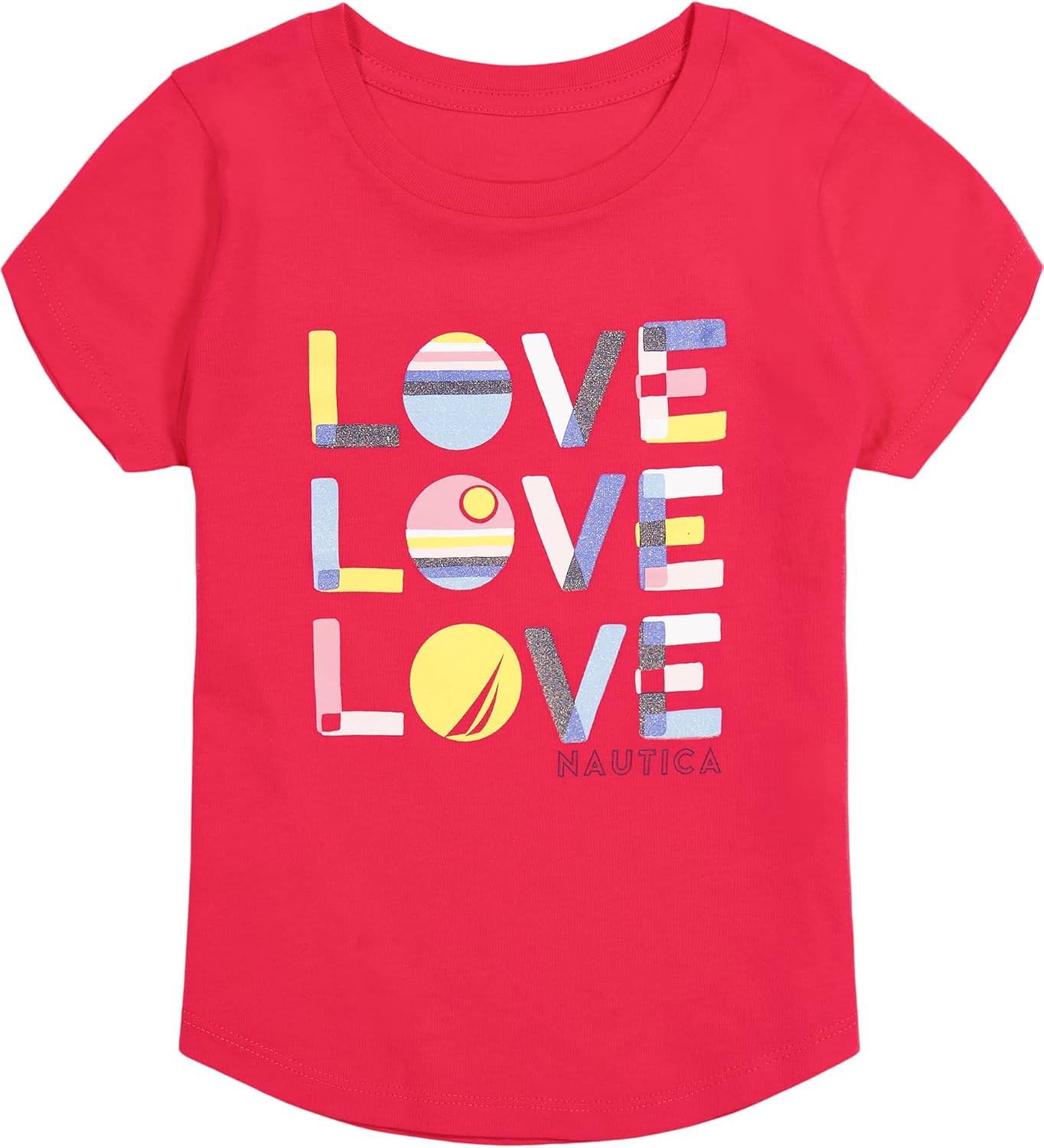 Nautica Girls Short Sleeve T-Shirt with Fun Graphic Design, Cotton Tee with Tagless Interior