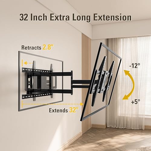 Miniatura 5 de Mounting Dream Soporte de pared para TV de brazo largo para TV de 37 a 75 pulgadas, soporte de pared de TV de esquina con extensión de 32 pulgadas,