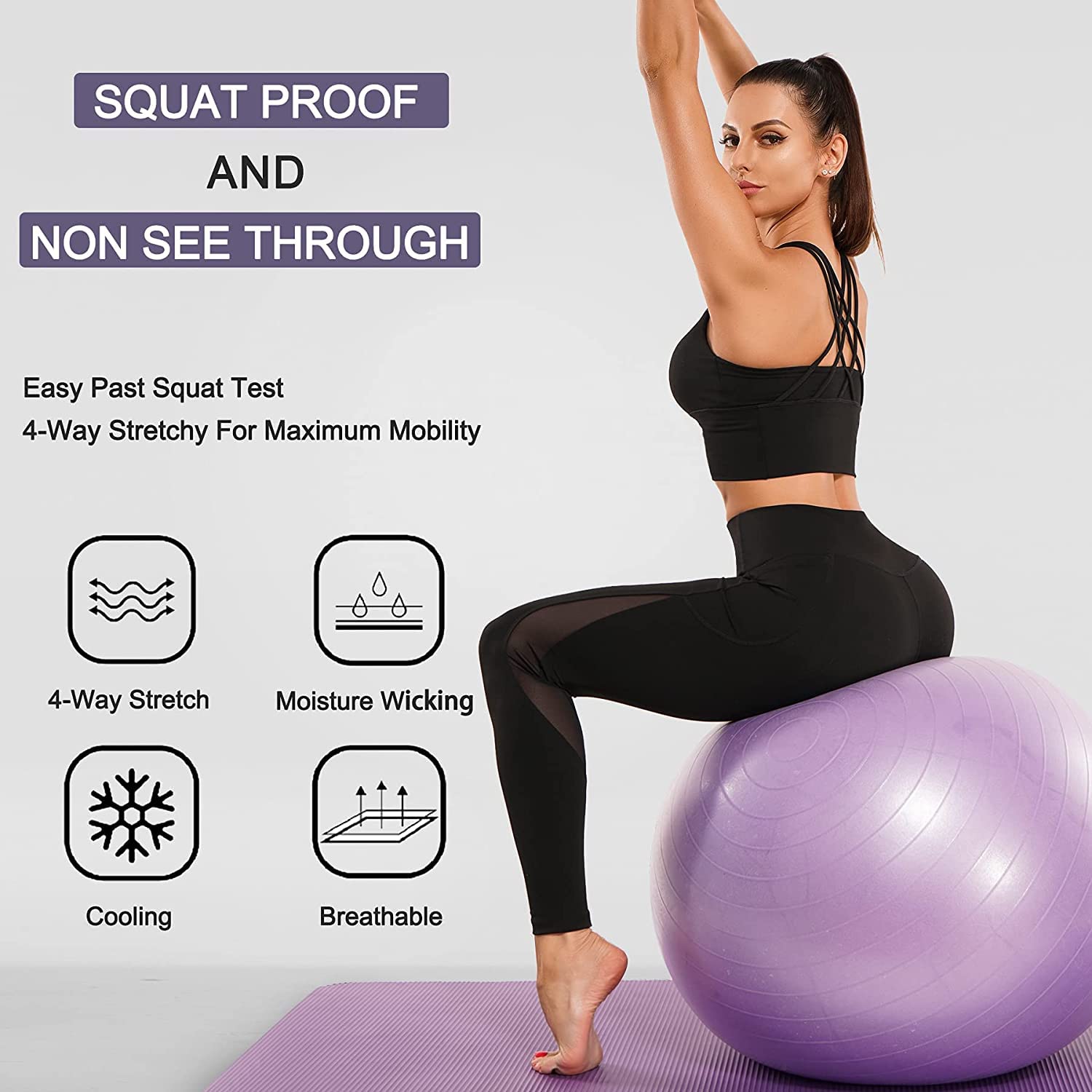 KUMAYES Pantalons de Sport Femme Pantalon de Sudation Legging Anti Cellulite Fitness Jogging Yoga MinceurTaille Haute Pantalon avec Poche