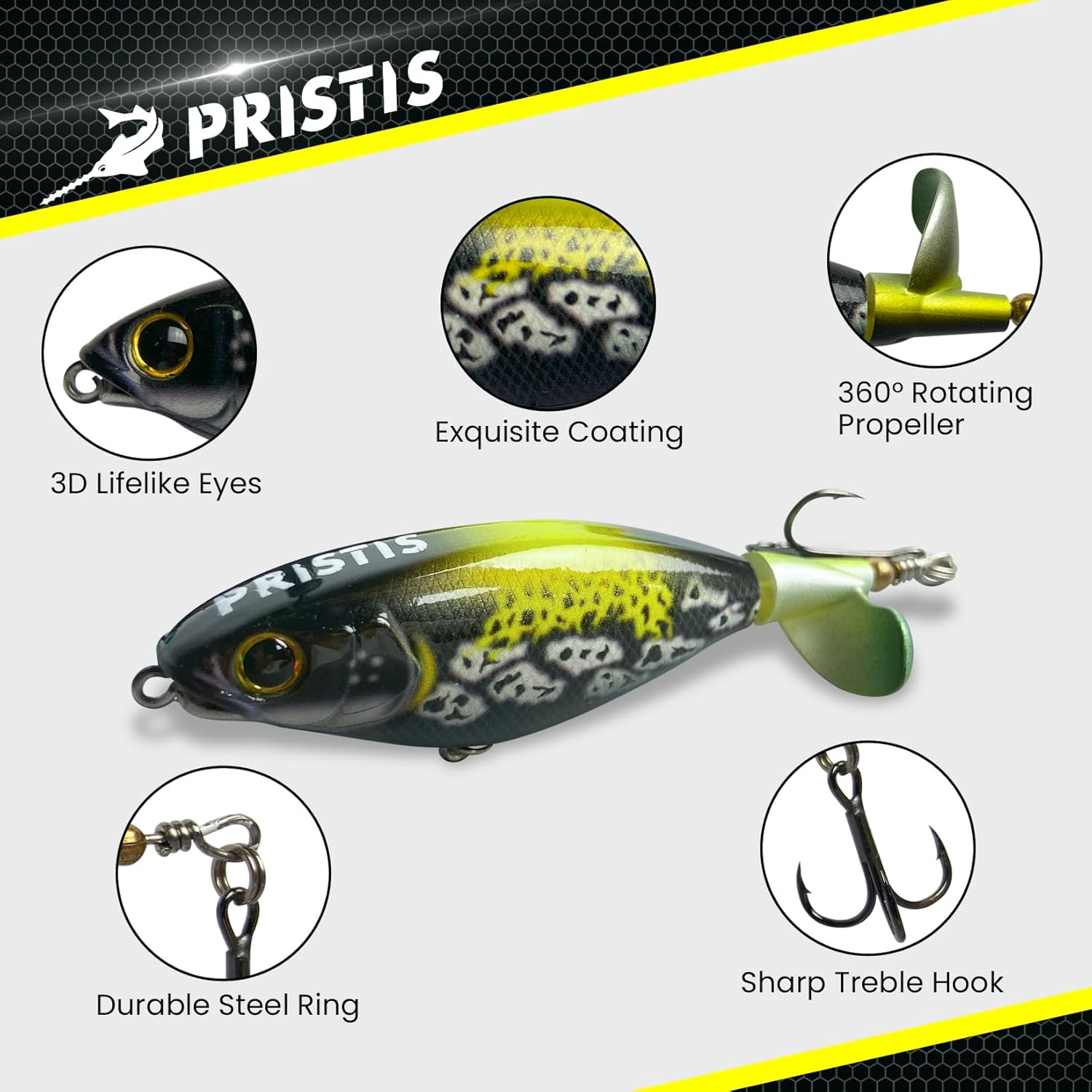 Pristis Utility Multi-Function Fishing Gear and Lures Combination, Fishing Pliers & 3 Pcs Top Water Fishing Lures, A Cool Option for Angler