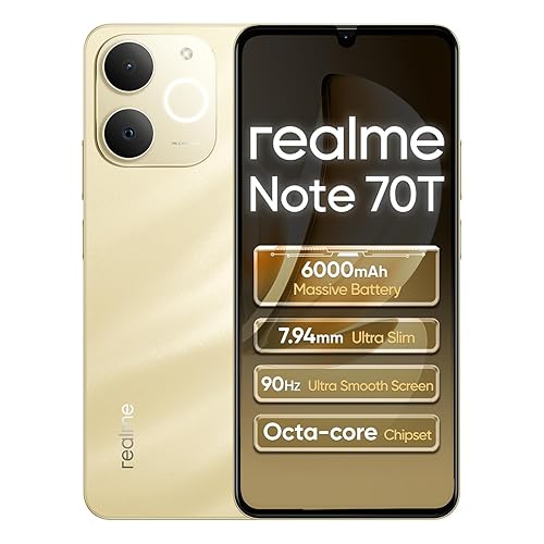 realme Note 70T 4G 4+64Go Smartphone, 6.75 Pouces d'écran, Gold,