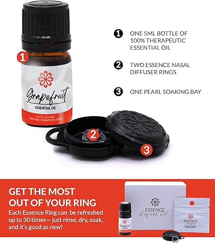 Vista 129 de Essence - Difusor nasal de aromaterapia portátil, anillo de nariz de aceite esencial de limón, inhalador de silicona para apoyo al estrés